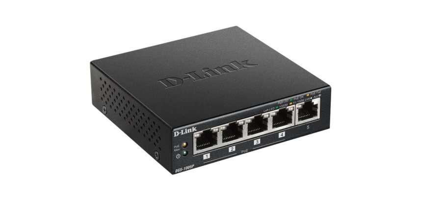 D-Link DGS-1005P/E commutateur réseau Non-géré Gigabit Ethernet (10/100/1000) Connexion Ethernet, supportant l'alimentation via ce port (PoE) Noir