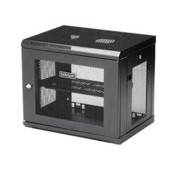 StarTech.com Armoire Réseau Murale 9U à 2 Montants avec Étagère 1U, Baie Serveur Murale 19" pour Données/Réseau/AV/Électronique/Équipement IT, Petite Armoire Rack Ventilée