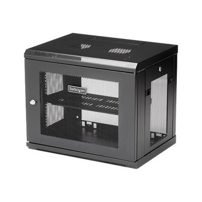 StarTech.com Armoire Réseau Murale 9U à 2 Montants avec Étagère 1U, Baie Serveur Murale 19" pour Données/Réseau/AV/Électronique/Équipement IT, Petite Armoire Rack Ventilée