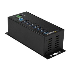 StarTech.com Hub USB 3.0 à 7 ports avec adaptateur d'alimentation - Concentrateur USB-A industriel en métal avec protection contre les décharges électrostatiques et les surtensions de 350 W - Montable sur Din/Mur/Bureau - Hub USB 3.2 Gen 1 (5Gbps) haut dé