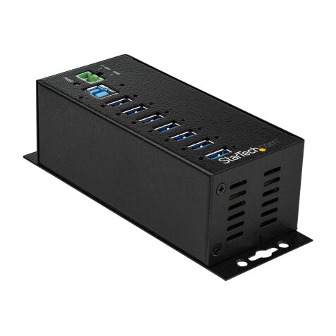 StarTech.com Hub USB 3.0 à 7 ports avec adaptateur d'alimentation - Concentrateur USB-A industriel en métal avec protection contre les décharges électrostatiques et les surtensions de 350 W - Montable sur Din/Mur/Bureau - Hub USB 3.2 Gen 1 (5Gbps) haut dé