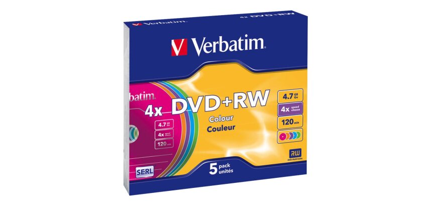 Verbatim Colours - DVD+RW x 5 - 4.7 Go - support de stockage