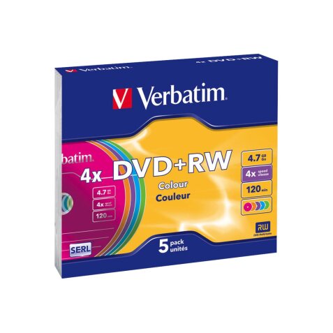 Verbatim Colours - DVD+RW x 5 - 4.7 GB - opslagmedia