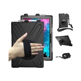 DLH Coque renforcée avec emplacement stylet, bandoulière, poignée rotative et pied support pour SAMSUNG Galaxy Tab Active Pro (SM-T540 / SM-T545 / SM-T547) et Galaxy Tab Active 4 Pro (SM-T630 / SM-T636)