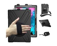 DLH Coque renforcée avec emplacement stylet, bandoulière, poignée rotative et pied support pour SAMSUNG Galaxy Tab Active Pro (SM-T540 / SM-T545 / SM-T547) et Galaxy Tab Active 4 Pro (SM-T630 / SM-T636)
