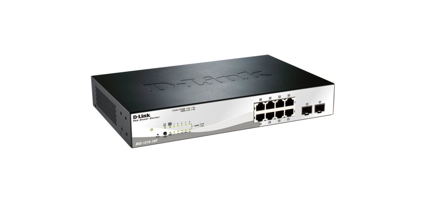 D-Link DGS-1210-10P Géré L2 Gigabit Ethernet (10/100/1000) Connexion Ethernet, supportant l'alimentation via ce port (PoE) 1U Noir