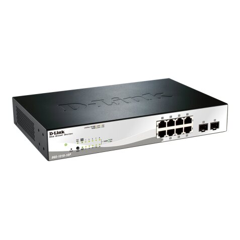 D-Link DGS-1210-10P Géré L2 Gigabit Ethernet (10/100/1000) Connexion Ethernet, supportant l'alimentation via ce port (PoE) 1U Noir