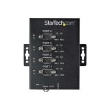 StarTech.com Hub Série 4 Ports USB vers RS232/RS485/RS422 - Convertisseur Industriel USB 2.0 vers DB9 - IP30 - Hub Série Métallique Montable sur Rail DIN - Protection ESD 15kV