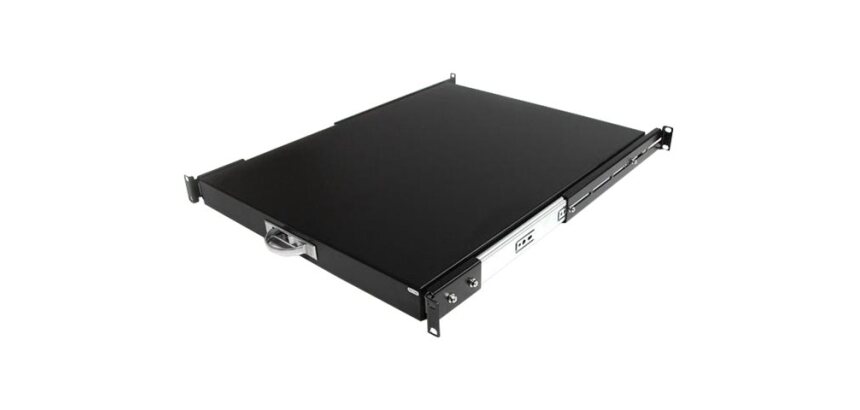 StarTech.com Plateau Coulissant 1U pour Clavier pour Montage en Rack de Serveur - 25 kg - Tiroir Coulissant en Acier de 55,8 cm de Profondeur pour Rack d'Equipement AV, Réseau 19"