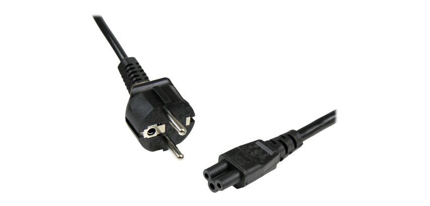 StarTech.com Cordon d'Alimentation pour PC Portable, 2m, Schuko UE vers C5, 2.5A 250V, 18AWG, Cordon CA de Remplacement pour PC Portable, Cordon Power Brick, Cordon d'Alimentation Clover Leaf/Mickey Mouse
