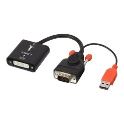 Lindy 38184 câble vidéo et adaptateur 0,2 m DVI-D VGA (D-Sub) + USB Noir, Orange