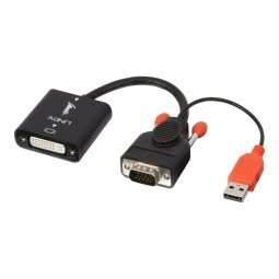 Lindy 38184 câble vidéo et adaptateur 0,2 m DVI-D VGA (D-Sub) + USB Noir, Orange