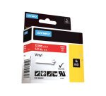DYMO RHINO Etiquette en vinyle, 12 mm x 5,5 m, blanc/rouge