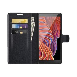 DLH ETUI FOLIO NOIR PORTE CARTES AVEC RABAT POUR SAMSUNG GALAXY XCOVER 5 (SM-G525)