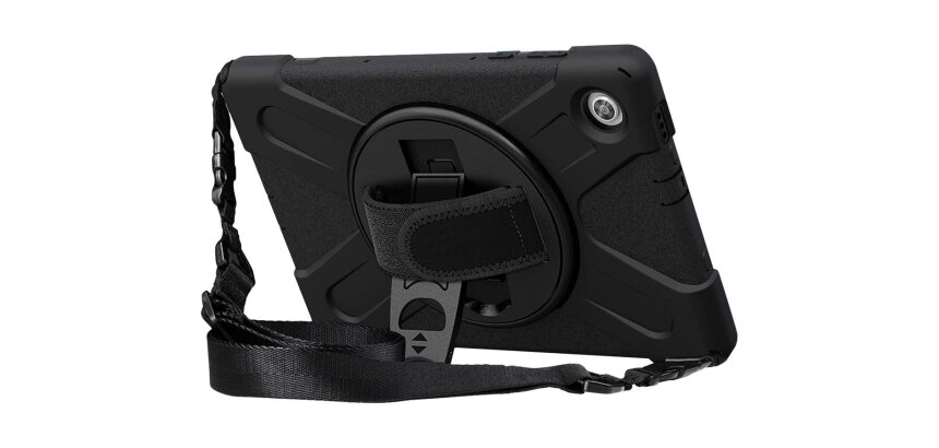 DLH Coque renforcee avec bandouliere, poignee rotative et pied support pour Lenovo Tab M10 FHD Plus gen2 10.3" (ZA5V, ZA5T, ZA5W, TB-X606, TB-X606F..)