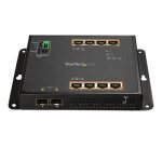 StarTech.com Switch Industriel POE+ Gigabit Ethernet 8 ports - 2 connexions MSA SFP - 30W - Switch Gbe Haute Puissance L2 adminstrable renforcé - Fixation murale Rail DIN IP-30/ -40C° à 75C°