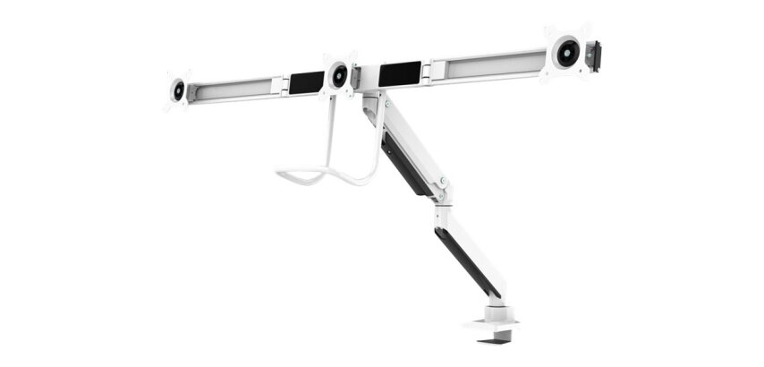 Neomounts NM-D775DX3WHITE Support d'écran à fixer 17-27" - ressort à gaz - Topfix - arrêt 180°