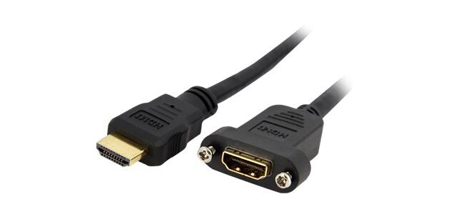 StarTech.com Adaptateur HDMI 1m - Câble HDMI 4K30Hz Haut Débit pour Montage sur Panneau - Bande Passante 10.2 Gbps - HDMI 4K à HDMI F/M - Câble de Connexion pour Montage sur Panneau HDMI