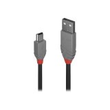 Lindy 36722 câble USB USB 2.0 1 m USB A Mini-USB B Noir, Gris