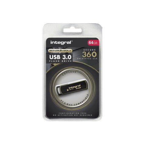 Integral INFD64GB360SEC3.0 lecteur USB flash 64 Go USB Type-A 3.2 Gen 1 (3.1 Gen 1) Noir, Or
