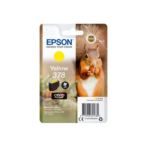 Epson Squirrel Singlepack Yellow 378 Claria Photo HD Ink