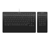 3Dconnexion Keyboard Pro with Numpad clavier Bureau USB + RF Wireless + Bluetooth AZERTY Français Noir