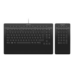3Dconnexion Keyboard Pro with Numpad clavier Bureau USB + RF Wireless + Bluetooth AZERTY Français Noir