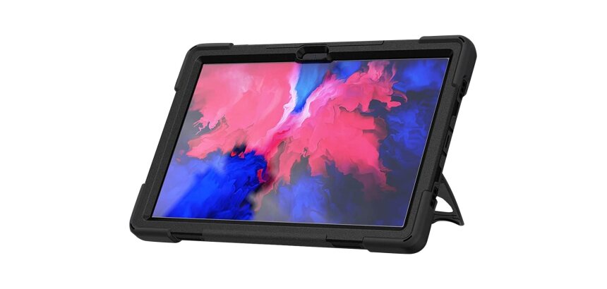 DLH Coque renforcee avec bandouliere, poignee rotative et pied support pour Lenovo Tab P11 11" (ZA7R, ZA7X, TB-J606, TB-J606F, TB-J606X..)