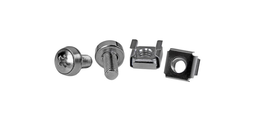 StarTech.com Lot de 100 Vis M6 de 12mm, Écrous Cage à Trou Carré et Outil de Montage, Kit de Fixation pour Baies de Serveurs, Armoires et Boîtiers de 19" ou 10", Argent - TAA