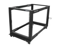 StarTech.com Rack Serveur Mobile 12U 4 Poteaux, Rack Réseau 19" 4 Poteaux avec Roulettes, Rack Roulant avec Profondeur Ajustable pour PC/AV/Données/Informatique - Roulettes, Pieds de nivellement ou Fixation au Sol
