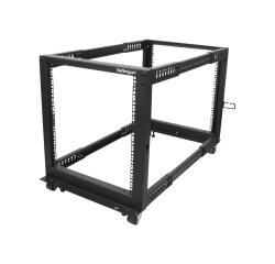 StarTech.com Rack Serveur Mobile 12U 4 Poteaux, Rack Réseau 19" 4 Poteaux avec Roulettes, Rack Roulant avec Profondeur Ajustable pour PC/AV/Données/Informatique - Roulettes, Pieds de nivellement ou Fixation au Sol