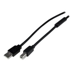 StarTech.com Câble USB 2.0 A vers B, Actif de 20m, Câble USB Long, Câble USB pour Imprimante, 1 x USB A (M), 1 x USB B (M), Noir