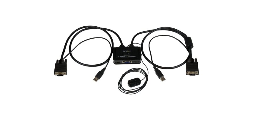 StarTech.com Switch KVM USB VGA à 2 ports - Commutateur KVM alimenté par USB avec câbles et commutateur à distance