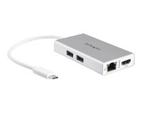 StarTech.com Adaptateur Multiport USB-C - Mini Station d'Accueil USB-C avec 4K HDMI - 60W PD Pass-Through, GbE, 2pt USB-A 3.0 Hub - Mini Dock USB Type-C pour Ordinateur Portable - Blanc