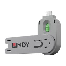 Lindy 40621 bloqueur de port Clé de bloqueur de port USB Type-A Vert Acrylonitrile-Butadiène-Styrène (ABS) 1 pièce(s)