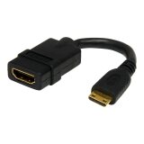 StarTech.com Adaptateur Mini HDMI vers HDMI 12,7cm - Convertisseur HDMI Haute Débit 4K - Adaptateur HDMI 4K 30Hz Ultra HD - HDMI 1.4 - Connecteurs Plaqués Or - Mini HDMI UHD 4K - Noir