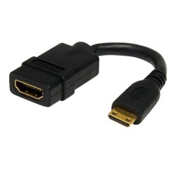StarTech.com Adaptateur Mini HDMI vers HDMI 12,7cm - Convertisseur HDMI Haute Débit 4K - Adaptateur HDMI 4K 30Hz Ultra HD - HDMI 1.4 - Connecteurs Plaqués Or - Mini HDMI UHD 4K - Noir