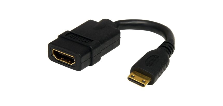 StarTech.com Adaptateur Mini HDMI vers HDMI 12,7cm - Convertisseur HDMI Haute Débit 4K - Adaptateur HDMI 4K 30Hz Ultra HD - HDMI 1.4 - Connecteurs Plaqués Or - Mini HDMI UHD 4K - Noir