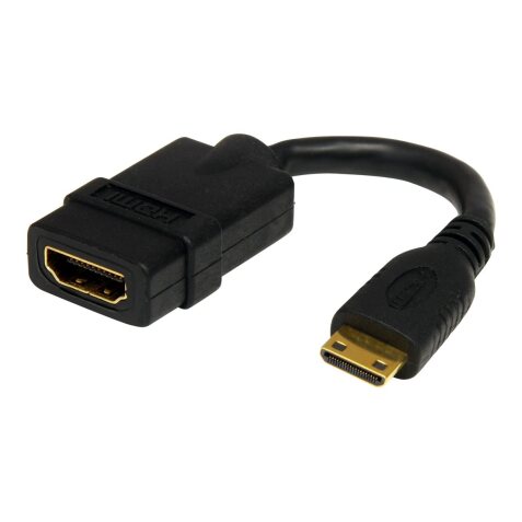 StarTech.com Adaptateur Mini HDMI vers HDMI 12,7cm - Convertisseur HDMI Haute Débit 4K - Adaptateur HDMI 4K 30Hz Ultra HD - HDMI 1.4 - Connecteurs Plaqués Or - Mini HDMI UHD 4K - Noir