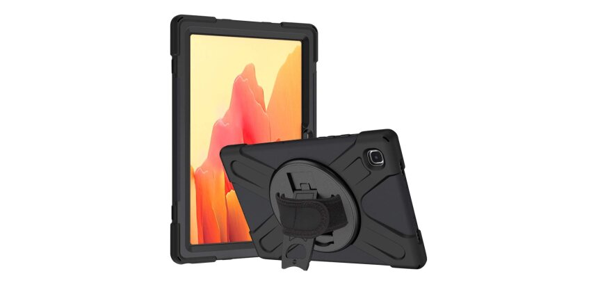 DLH Coque renforcee avec bandouliere, poignee rotative et pied support pour Samsung Galaxy Tab A7 10.4"