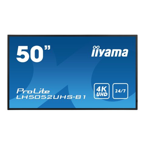 iiyama LH5052UHS-B1 affichage de messages Écran plat de signalisation numérique 125,7 cm (49.5") VA 500 cd/m² 4K Ultra HD Noir Intégré dans le processeur Android 8.0 24/7