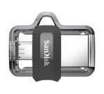 SanDisk Ultra Dual m3.0 lecteur USB flash 64 Go USB Type-A / Micro-USB 3.2 Gen 1 (3.1 Gen 1) Noir, Argent, Transparent
