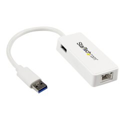 StarTech.com Adaptateur USB 3.0 vers Ethernet Gigabit - Carte Réseau Externe USB vers 1 Port RJ45 - Blanc