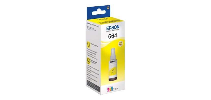 Epson bouteilles d'encre T664, 7.500 pages, OEM C13T664440, jaune