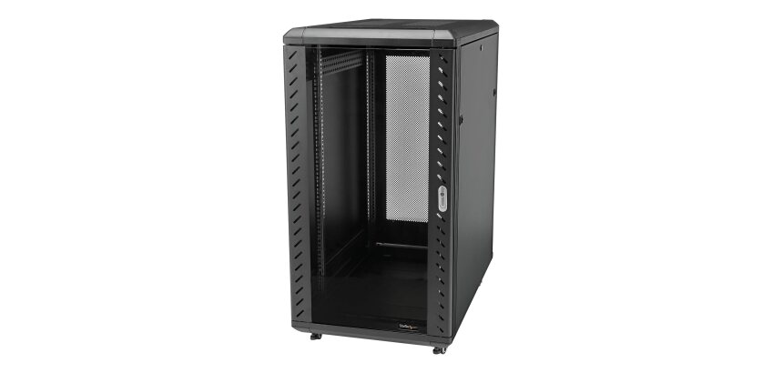 StarTech.com Armoire Rack Serveur 18U à 4 Montants, Armoire Verrouillable 19" pour Ordinateur/AV/Équipement IT, Rack Réseau pour Bureau/Domicile avec Roulettes et Rails de Montage Ajustables