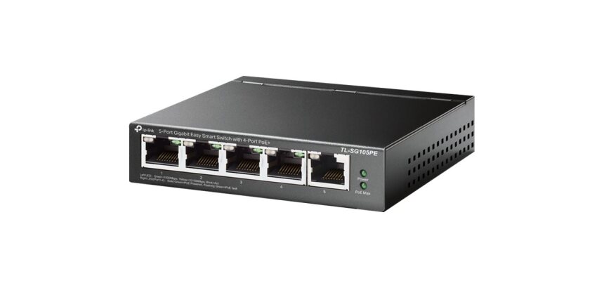 TP-Link TL-SG105PE commutateur réseau Géré L2 Gigabit Ethernet (10/100/1000) Connexion Ethernet, supportant l'alimentation via ce port (PoE) Noir