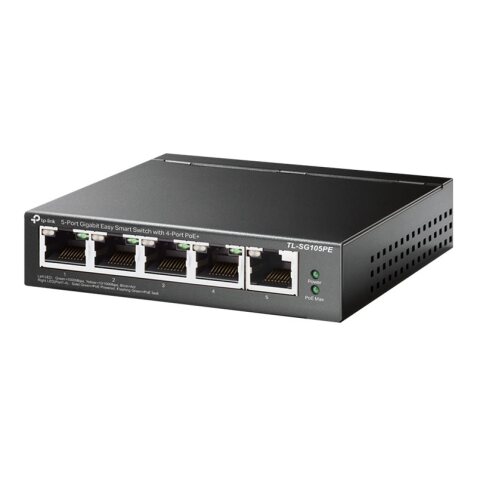 TP-Link TL-SG105PE commutateur réseau Géré L2 Gigabit Ethernet (10/100/1000) Connexion Ethernet, supportant l'alimentation via ce port (PoE) Noir