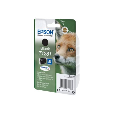 Epson Fox Singlepack Black T1281 DURABrite Ultra Ink