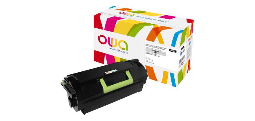 Toner remanufacturé OWA - standard - Noir - pour LEXMARK 52D2000