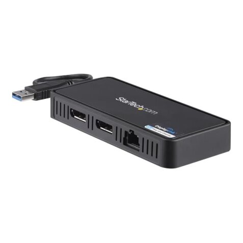 StarTech.com Mini Dock USB 3.0 - Station d'Acceuil USB-A Double Écran avec Vidéo DisplayPort 4K 60Hz & Gigabit Ethernet - Câble 30 cm - Adaptateur USB 3.1 Gen 1 Type-A pour PC Portable